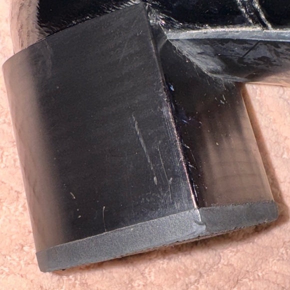 Zara stretch chunky heel boots Patent leather style. Size 41= US 10 GUC - Picture 13 of 14